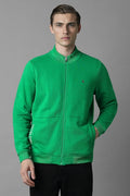 Men Casual Green Solid Sweatshirt