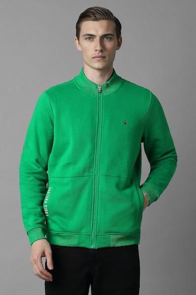 Men Casual Green Solid Sweatshirt