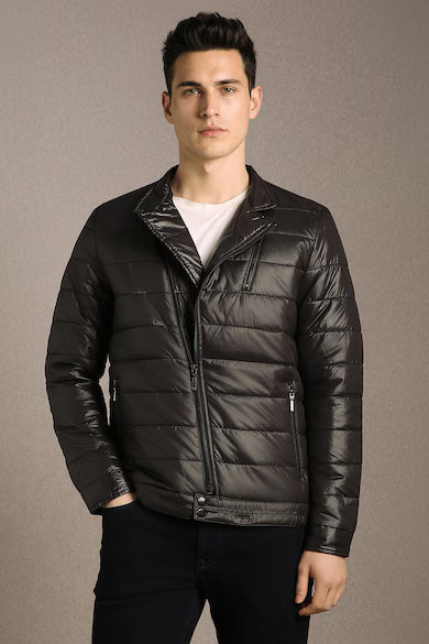 Men Casual Black Solid Jacket