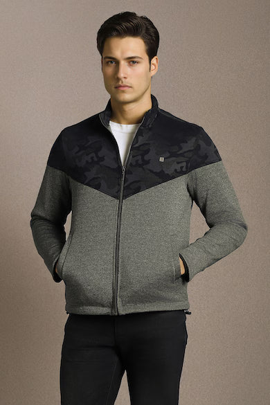 Men Casual Grey Print Jacket